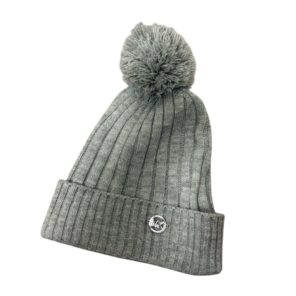 Michael Kors gray knit Pom Pom beanie Hat